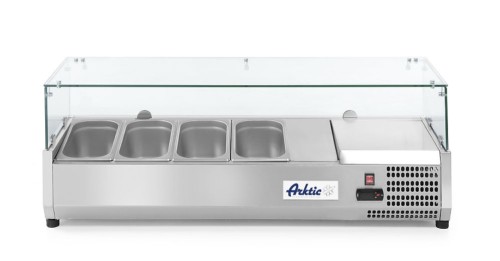 Aufsatzkühlvitrin Gastronorm 7x 1/3. Gehäuse Innen und Aussen aus hochwertigem Edelstahl.