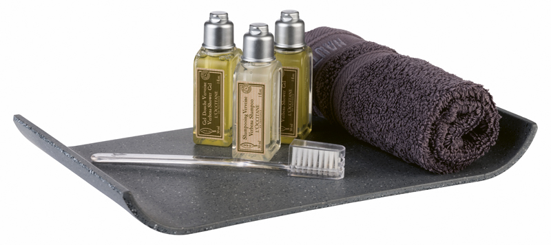 APS Tablett CATE, Maße: 265 x 162 x 30 mm, Farbe: anthrazit mit Stoneoptik, aus robustem Melamin-Kunststoff