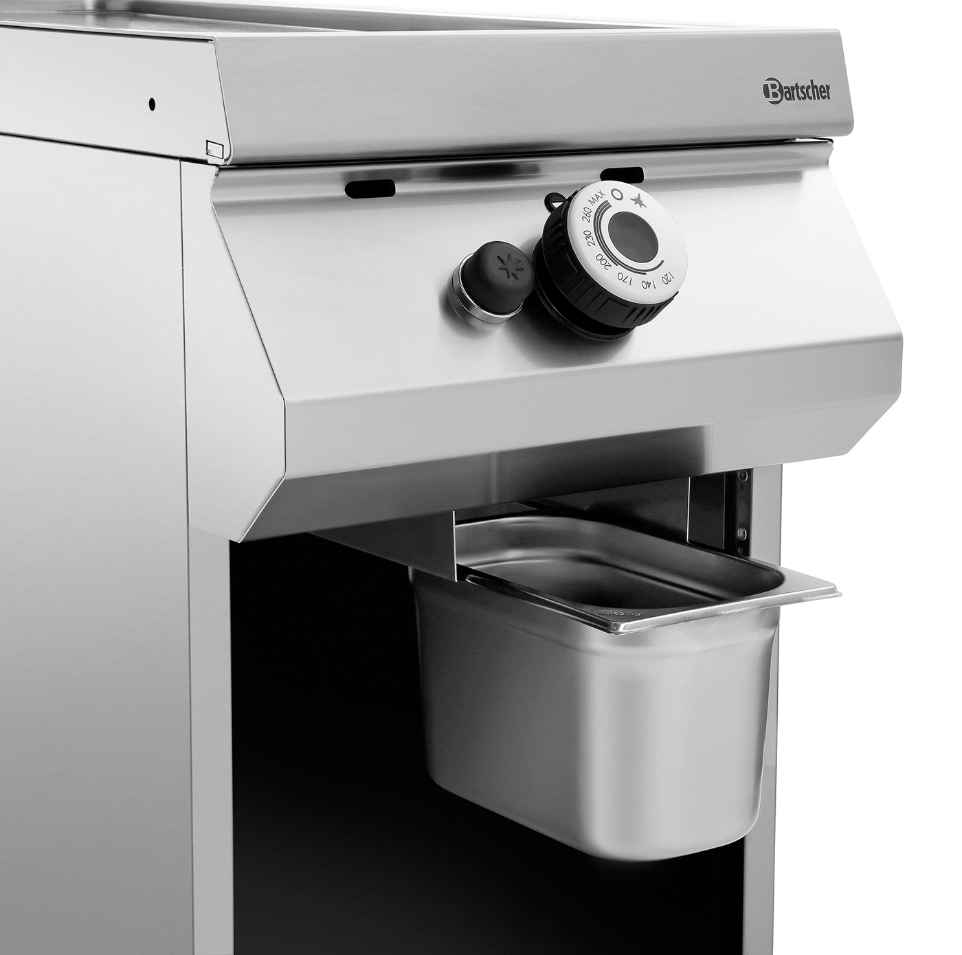 Bartscher Gas-Griddleplatte, glatt, OU |Höhenverstellbar bis: 950 mm | Maße: 40 x 90 x90,0 cm. Gewicht: 63,8 kg