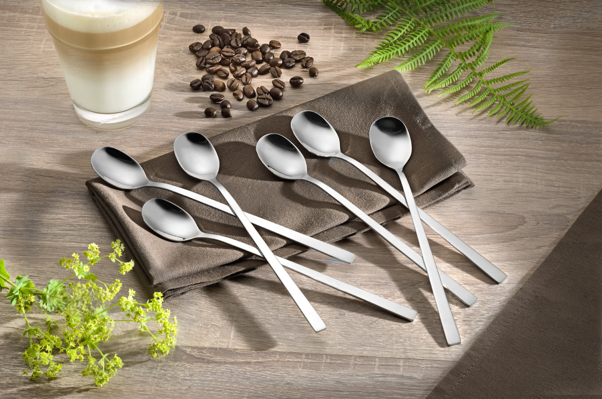 6er Pack Langstiel-Löffel MELINA, Farbe: Edelstahl, Edelstahl 18/10, poliert, Materialstärke: 2.0 mm