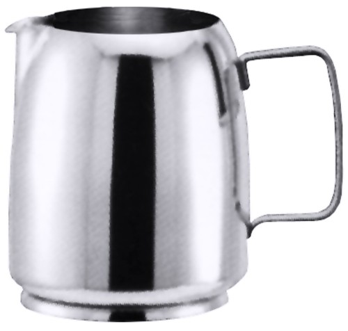 Sahnegießer Serie PRACTILUX, aus Edelstahl 18/10, hochglänzend, mit Bodenring und Flachgriff extra schwere Qualität  Volumen: 0,15