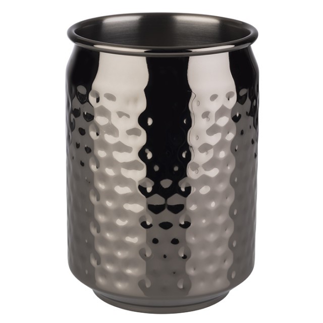 APS Becher -COOL-, Ø 7,5 cm, H: 10,5 cm, 18/8 Edelstahl, Gunmetal-Look, gehämmerte Oberfläche, Volumen: 0,35 Liter