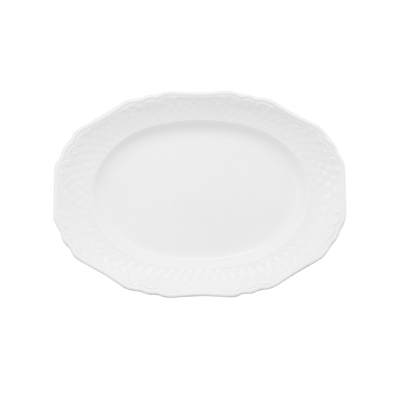 Platte oval 25 cm - Form: La Reine - weiss - aus, Porzellan. Hersteller: Eschenbach. "Made in, Germany".