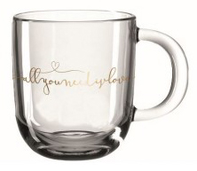 Leonardo Emozione Maxi-Tasse aus gehärtetem Glas, Premium-Qualität. Extra Robust. Logo: all you need is love