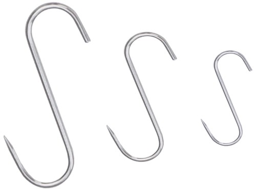 Fleischhaken aus Edelstahl 18/0, mit je einem stumpfen und spitzen Ende, sehr schwere Qualität Länge: 10 cm, Stärke: 4 mm [Preis je