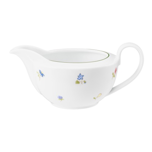 Seltmann Sauciere 0,45 l, rund, Form: Community, Dekor: 57389 Streublume grüne Linie, hohe Kantenschlagfestigkeit, Made in Germany