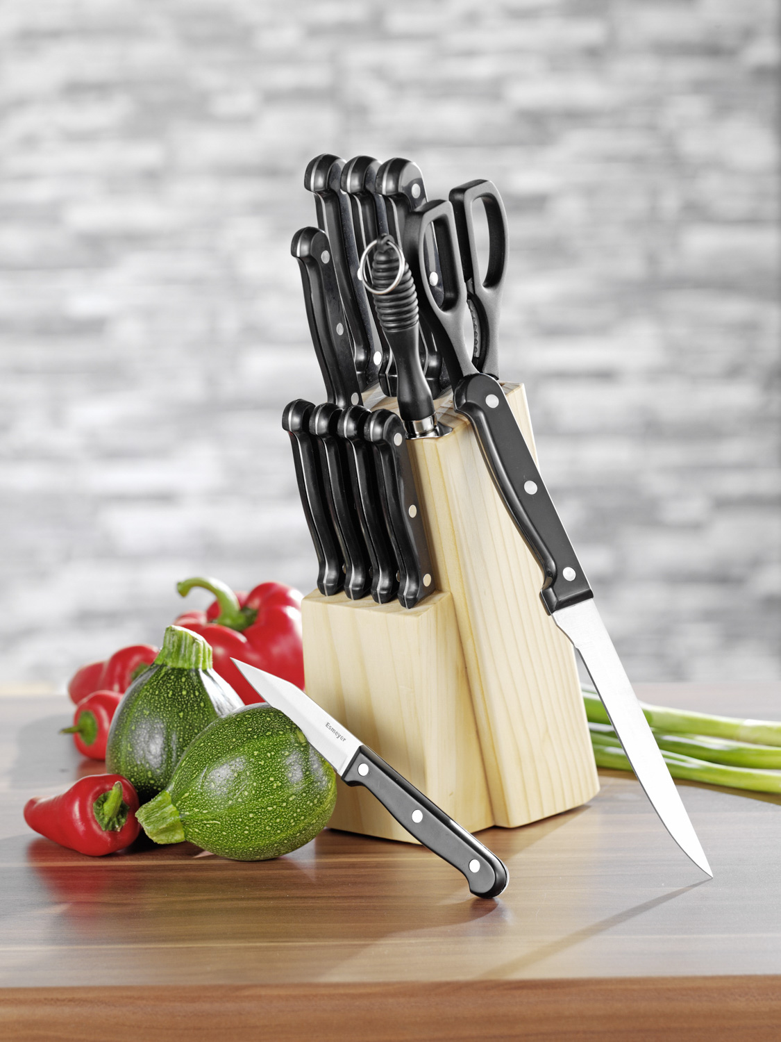 12-teiliges Messerset ORION mit Holz-Block,