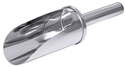 Handschaufel aus Edelstahl 18/10, seidenmatt poliert, mit Flachgriff, mittelschwere Qualität Durchmesser Schaufel: 5 cm, Länge: 18,5