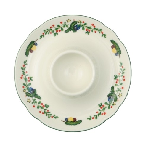 Seltmann Eierbecher mit Ablage, Form: Marieluise, Glasur: elfenbein, Dekor: 43607 Weihnachten
