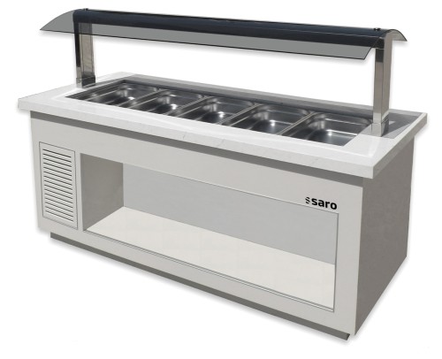 SARO Heißes Buffet Modell Premium Line SB-H130 weiss - Lieferung ohne GN Behälter - 17cm starke Granitplatte - Temperaturbereich +30 bis