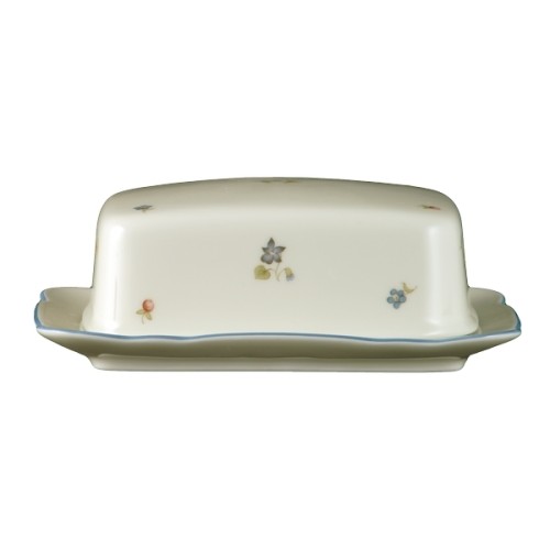 Seltmann Butterdose 1/2 Pfd, Form: Marieluise, Glasur: elfenbein, Dekor: 30308 Streublume