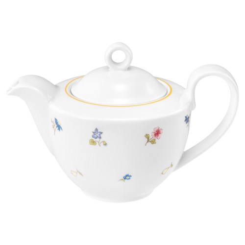 Seltmann Kaffeekanne 1 0,38 l, rund, Form: Community, Dekor: 57387 Streublume gelbe Linie, hohe Kantenschlagfestigkeit, Made in Germany