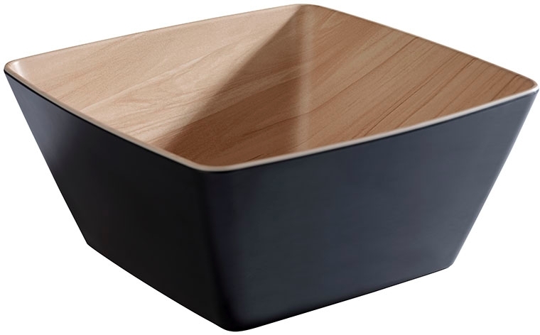 Schale -FRIDA- 25 x 25 cm, H: 12 cm Melamin innen: Holzoptik außen: schwarz 3,5 Liter spülmaschinengeeignet stapelbar nicht