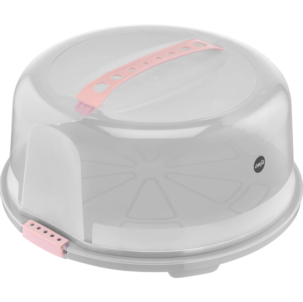 Emsa Prep & Bake Kuchenaufbewahrungsbox, rund in der Farbe rosa, spülmaschinenfest.