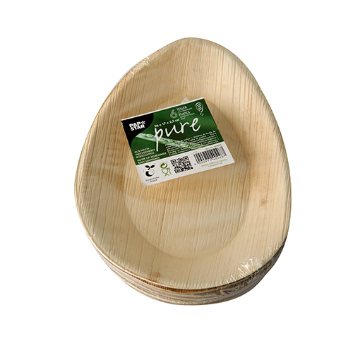 6 Teller, Palmblatt "pure" oval 26 cm x 17 cm x 2,5 cm von PAPSTAR