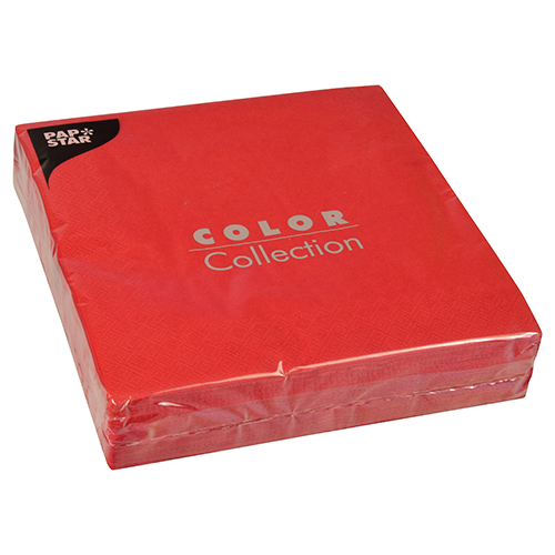 50 Servietten, 2-lagig 1/4-Falz 40 cm x 40 cm rot von PAPSTAR