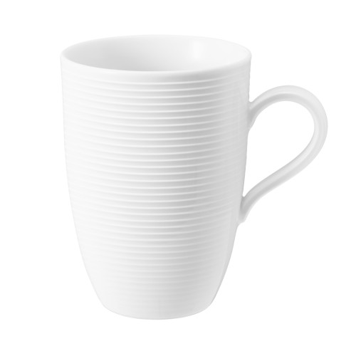 Seltmann Maxi-Becher mit Henkel 0,45 l, rund mit Relief, Form: Beat, weiss, hohe Kantenschlagfestigkeit, Made in Germany