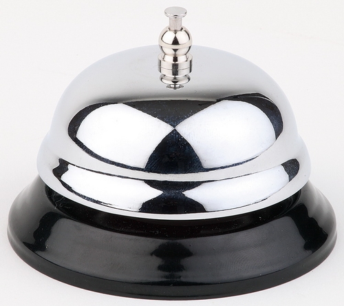 Rezeptionsglocke Ø 8,5 cm, H: 6 cm hochglanz verchromt schwarzer Metallfuß Farbe: Schwarz