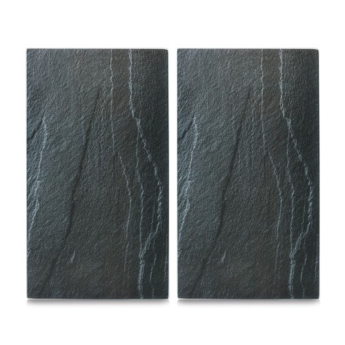 Zeller Herdabdeck-/Schneideplatten Schiefer, 2-er Set, Glas, anthrazit
