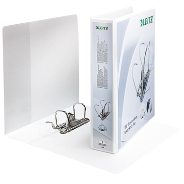 Leitz Präsentationsordner 65mm DIN A4, Überbreite Graupappe weiß