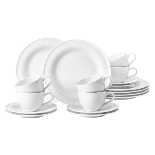 Seltmann Kaffeeservice 18-teilig BT, rund mit Relief, Form: Beat, weiss, hohe Kantenschlagfestigkeit, Made in Germany