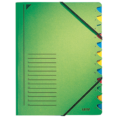 Leitz Ordnungsmappe DIN A4 300g/m 100 Primärkarton grün 12 Fächer