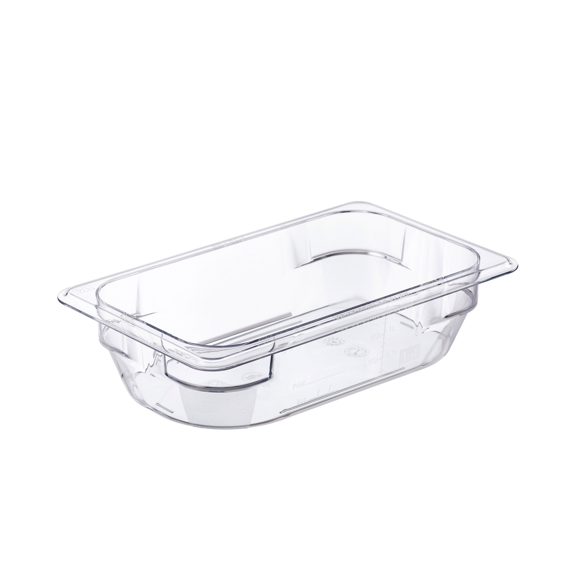 ARAVEN Basic Behälter GN 1/4 65mm Höhe und 1,7 Liter Fassungsvermögen aus Polycarbonat, durchsichtig