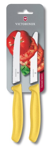 Victorinox Tomatenmesser SwissClassic, Wellenschliff, gelb, 2 Stück auf Blister, 11 cm