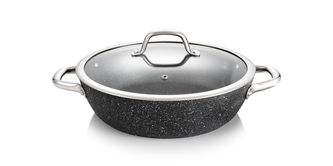 Tiefe Bratpfanne PRESIDENT Stone mit Deckel ø 28 cm