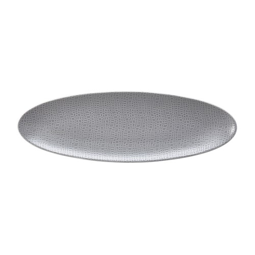 Seltmann Servierplatte schmal 35x12 cm, oval, Form: Life, Dekor: 25675 Fashion elegant grey, hohe Kantenschlagfestigkeit, Made in Germany