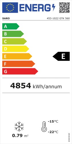 SARO Tiefkühlschrank mit Glastür, Modell GTK 560 - schwarz - Material: (Gehäuse) Stahl einbrennlackiert, schwarz; (Innenraum,