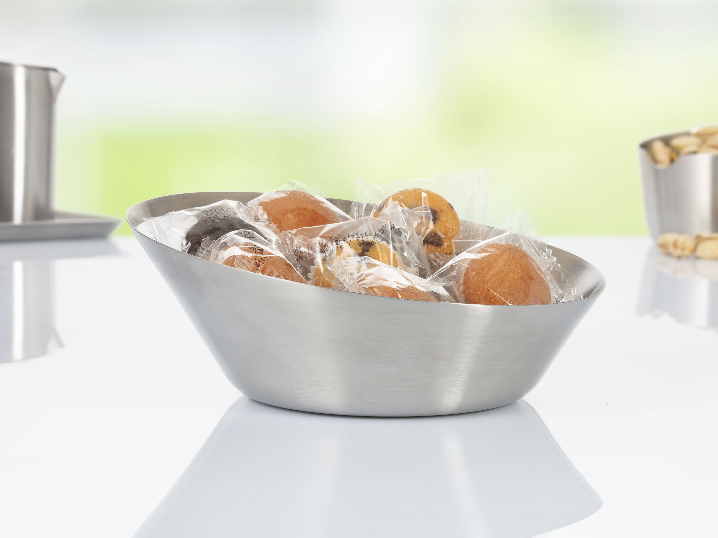 Brot und Servierkorb VISTA, Durchmesser: 20 cm / 12 cm, Höhe: 7,6 cm, mit gebürsteter Oberfläche