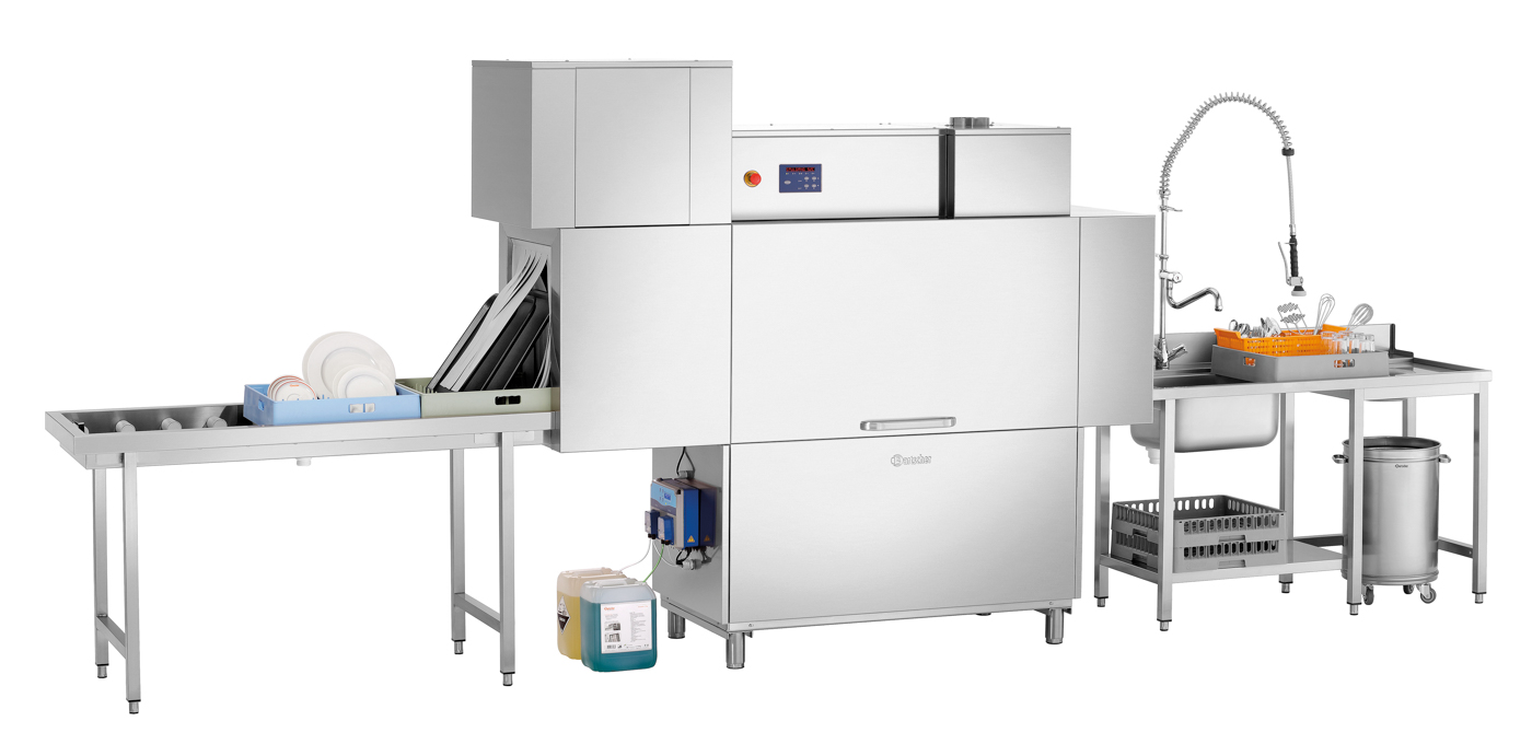 Bartscher Korbtransport-Spülmaschine KTS5000 | Gläser-Höhe max.: 450 mm | Maße: 230 x 80,5 x 2120 cm. Gewicht: 372,8 kg