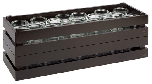 Holzbox -SUPERBOX- 55,5 x 18,5 cm, H: 10,5 cm Akazienholz, schwarz passend zu GN 2/4 nicht spülmaschinengeeignet stapelbar