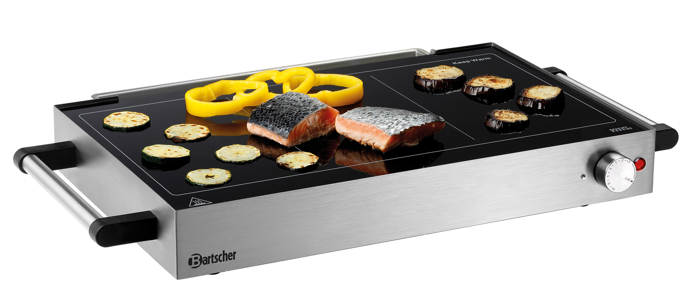 Bartscher Grillplatte GP2511GN | Temperaturbereich Grillfunktion von: 80 °C | Maße: 65,5 x 41,5 x 86 cm. Gewicht: 7,9 kg