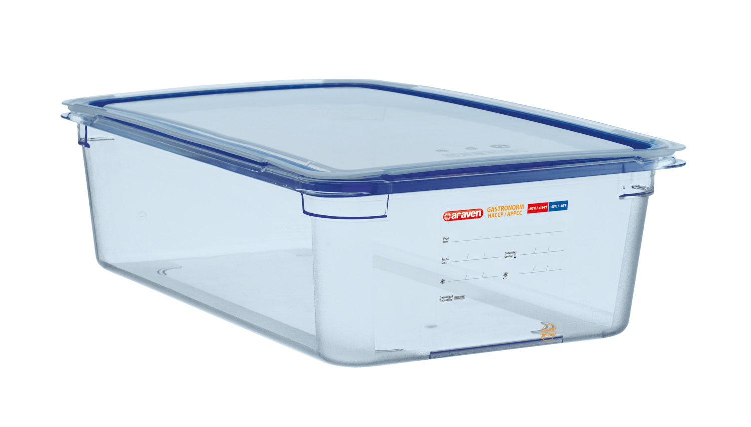 ARAVEN luftdichter Behälter mit Deckel GN 1/1 150mm Höhe und 17,5 Liter Fassungsvermögen, BPA-frei