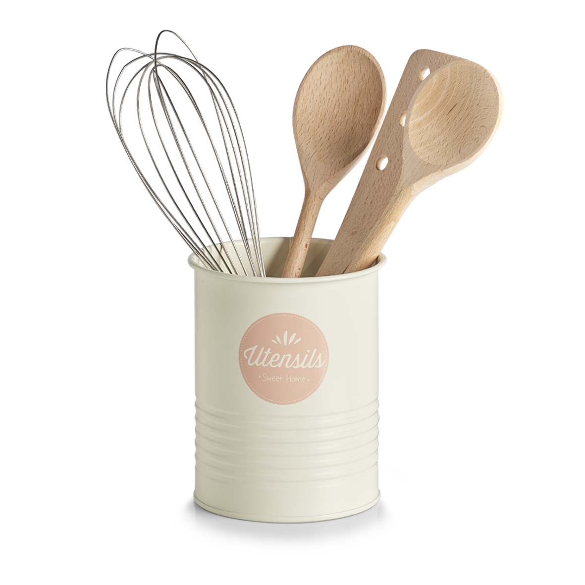 Utensilienhalter, Metall, Ø11,2x15 cm. Farbe: creme/rosé Kochlöffel, Schneebesen oder Besteck sind in diesem Utensilienhalter im trendigen