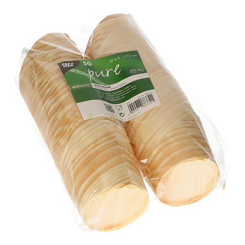 50 Snackbecher, Holz "pure" Ø 6,5 cm · 7,2 cm von PAPSTAR