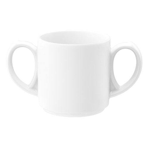 Seltmann Becher mit 2 Henkel 0,28 l, rund, Form: Community, weiss, hohe Kantenschlagfestigkeit, Made in Germany