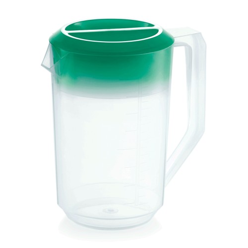 Messbecher, mit 100 ml Skalierung.. Material: Polypropylen. Inhalt in Litern: 1,8. Durchmesser: 12,5 cm. Farbe: grün. Maße: Höhe: 205 mm