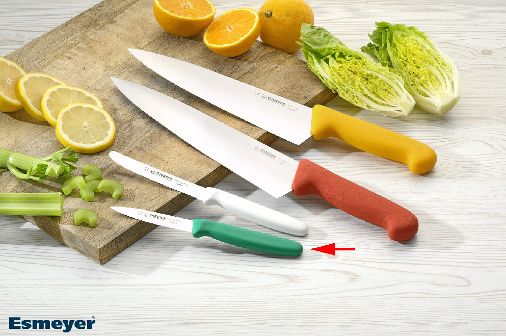 Giesser Gemüsemesser, EXPERT mittelspitz, 8 cm Klingenlänge, grüner Griff, Klinge aus hochwertigem Chrom-Molybdän-Stahl