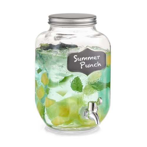 Getränkespender, Glas; Metall, 15,5x15,5x25,5 cm. Farbe: transparent. Fassungsvermögen: 3800 ml. Dieser praktische Getränkespender aus Glas eignet