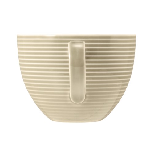 Seltmann Milchkaffeeobertasse 0,35 l mit Relief, rund mit Relief, Form: Beat, weiss Sandbeige, hohe Kantenschlagfestigkeit, Made in Germany