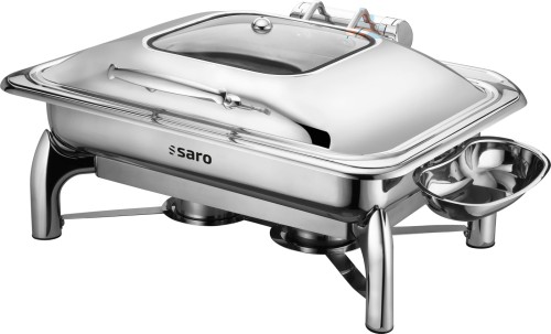 SARO Induktion Chafing Dish, 1/1 GN RAINER - Material: (Gehäuse) Edelstahl hochglanzpoliert - (Deckelfenster) Plexiglas - Sandwichboden