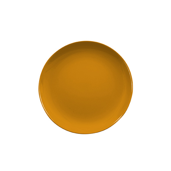 Teller flach coup 21 cm - Form: Baristar - Dekor, 66275 curry - aus Porzellan. Hersteller:, Eschenbach. "Made in Germany".