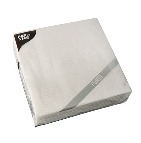 40 Servietten, 2-lagig "PUNTO" 1/4-Falz 33 cm x 33 cm weiss mikrogeprägt von PAPSTAR