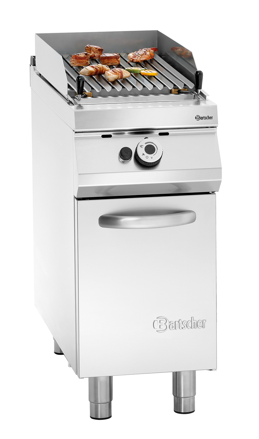 Bartscher Gas-Lavasteingrill, OU | Zünd-Art:Piezo-Zündung | Maße: 40 x 90 x 90,0 cm. Gewicht:49,7 kg