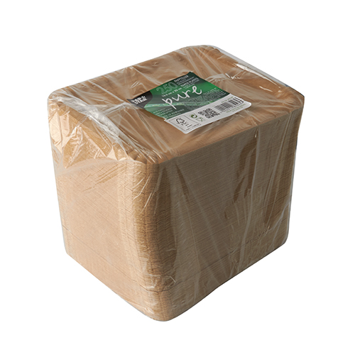 250 Teller, Pappe "pure" eckig 16,5 cm x 20 cm braun von PAPSTAR