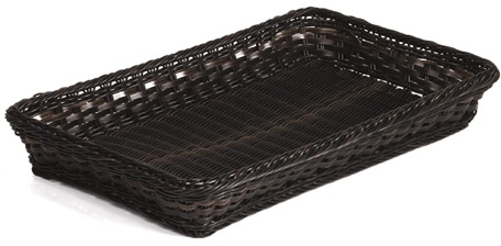 GN 2/3 Korb 32,5 x 35,4 cm, H: 6,5 cm Polypropylen, schwarz / braun mit Edelstahldraht im Rand -PROFI LINE-