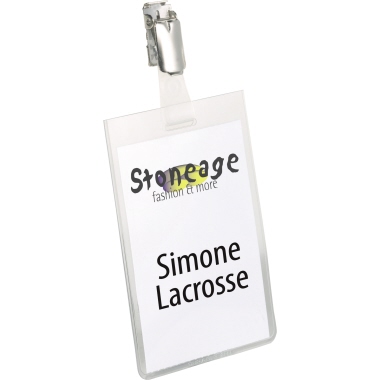 DURABLE Namensschild 60 x 90 mm (B x H) drehbarer Clip transparent 25 St./Pack.